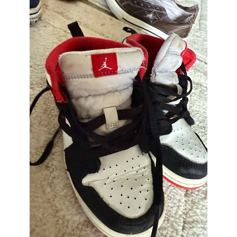 Nike Air Jordan 1 Toddler‎ Shoes Size 10 Red Black White Plaid